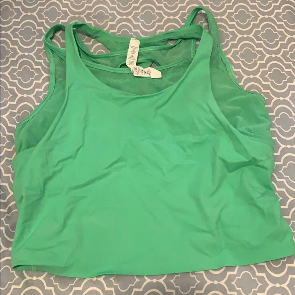 Lime green crop top with bra